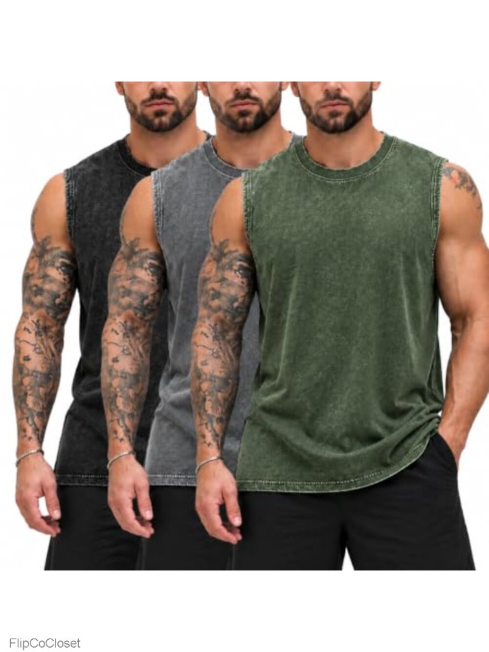 Men's 100% Vintage Washed Cotton Tank Tops Sleeveless Gym Workout Muscle Shirts